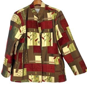 Vintage Expose Chenille Jacket Size M 1939 Patchwork Metalic USA Womens Brocade